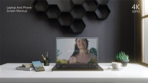 Videohive Laptop And Phone Screen Mockup Video Displays template preview
