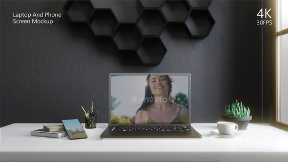 Videohive Laptop And Phone Screen Mockup Video Displays template preview