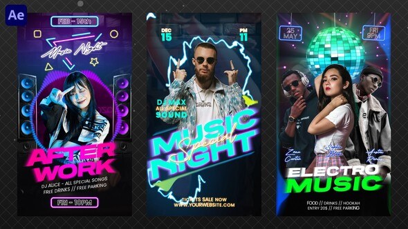Videohive Night Club Party Reels Openers template preview