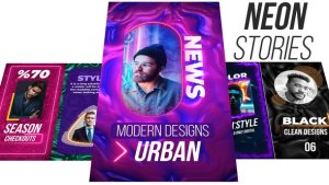 Neon Instagram Stories Video Displays template preview