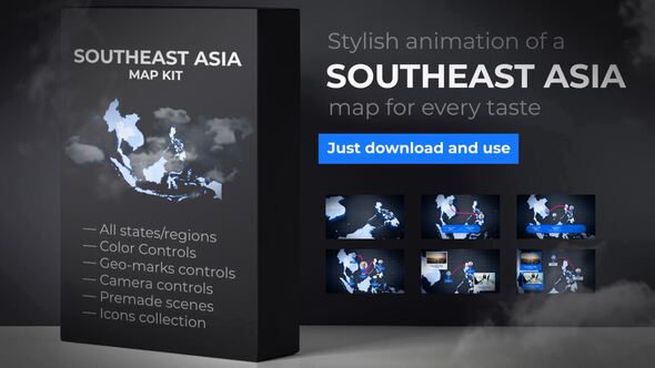 Videohive Southeast Asia Animated Map - Southeastern Asia Map Kit Easter template preview