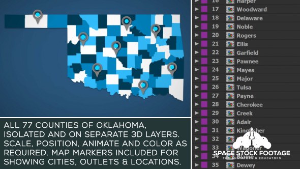 Oklahoma Map Kit Video Displays template preview