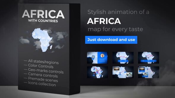 Videohive Africa Animated Map - Africa Map Kit Video Displays template preview