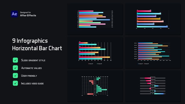 Videohive Gradient Horizontal Bar Infographics Infographics template preview