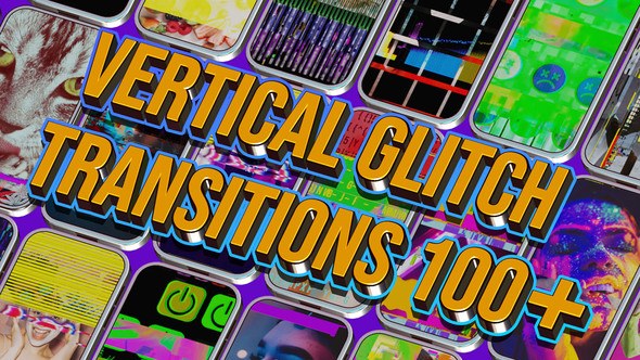 Videohive 110 Vertical Glitch Transition Pack Broadcast-packages template preview