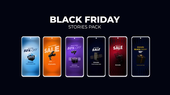Videohive Black Friday Stories Pack Elements template preview