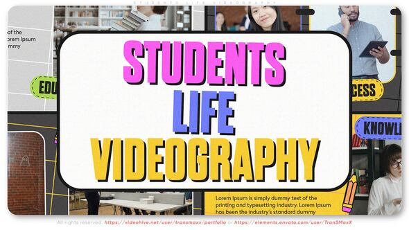Videohive Students Life Videography Video Displays template preview