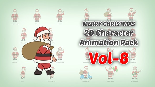 Videohive Merry Christmas 2D character Animation Pack Vol 8 Elements template preview