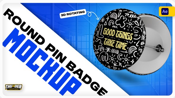 Videohive 3D Rotating Round Pin Badge Mockup Video Product Promo template preview