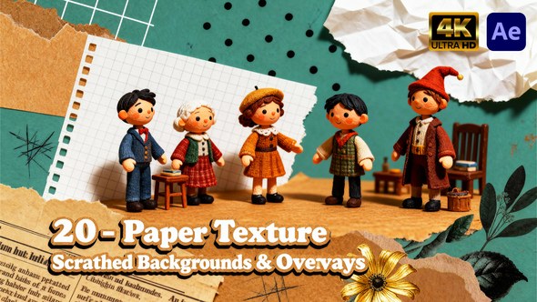 Videohive Paper Scratched Texture Overlays вЂ“ Vintage Grunge Surface Pack Elements template preview