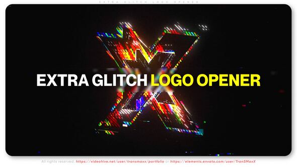 Videohive Extra Glitch Logo Opener Logo Stings template preview