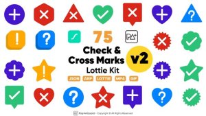 Videohive Check & Cross Marks Lottie Kit Vol.2 Elements template preview