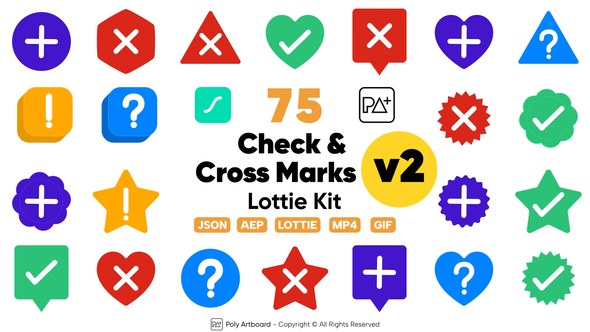 Videohive Check & Cross Marks Lottie Kit Vol.2 Elements template preview