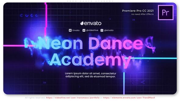 Neon Dance Academy Premiere Pro template preview