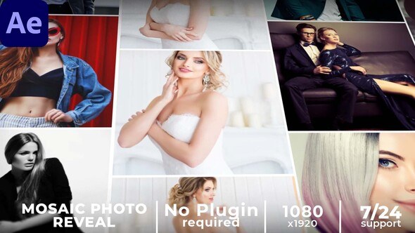 Videohive Mosaic Photo Reveal || Mosaic Intro Video Displays template preview