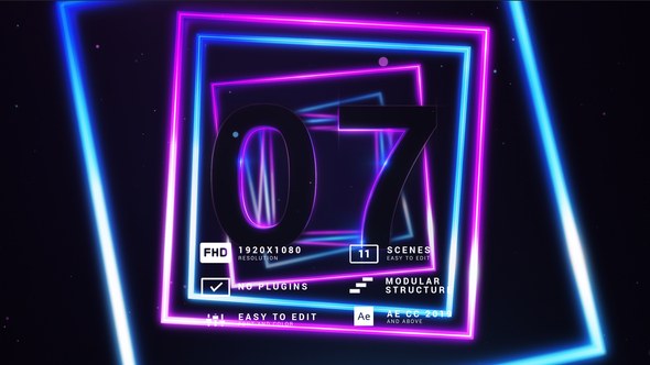 Neon Shape&Lines Constructor Countdown Elements template preview