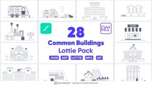 Videohive Common Building Icons Lottie Pack Elements template preview