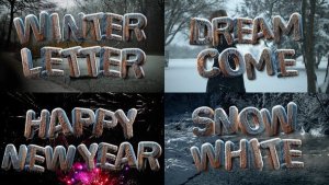 Videohive 3D Winter Freeze Wood Letters Titles template preview
