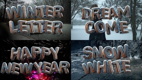 Videohive 3D Winter Freeze Wood Letters Titles template preview