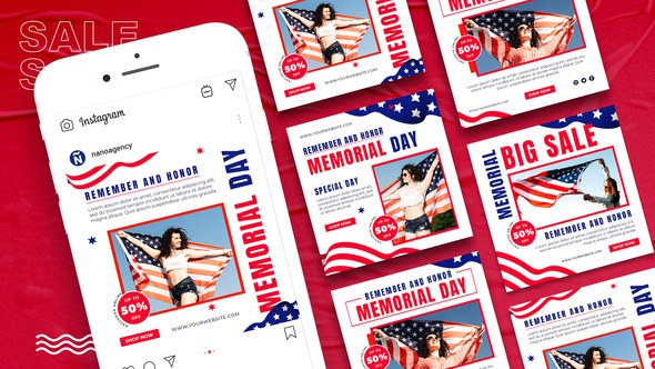 Videohive Memorial Day Instagram Post Product Promo template preview