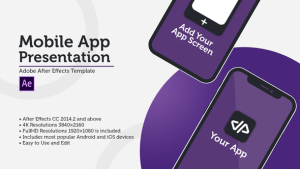 New Mobile App Presentation - iOS & Android Video Displays template preview