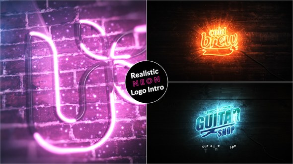 Videohive Realistic Neon Logo Intro Logo Stings template preview