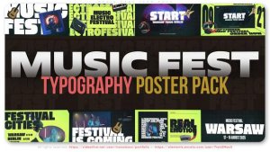 Videohive Music Fest Typo Pack Titles template preview