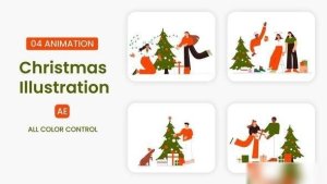 Videohive Merry Christmas & New Year Illustration scene Elements template preview