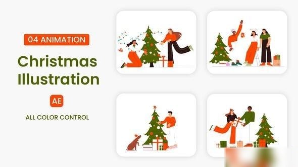 Videohive Merry Christmas & New Year Illustration scene