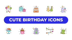 Videohive Cute Birthday Icons Elements template preview