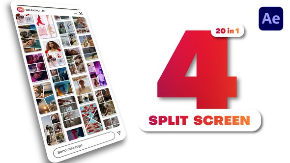 Videohive Vertical Multiscreen - 4 Split Screen Product Promo template preview