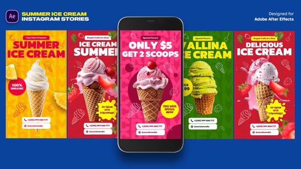 Videohive Summer Ice Cream Instagram Stories Elements template preview