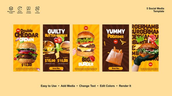 Videohive Burger Instagram Stories 54193493 Product Promo template preview
