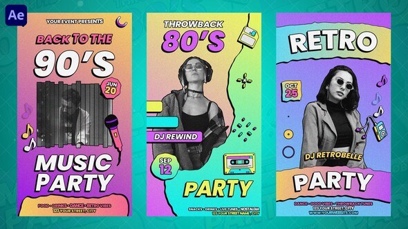 Videohive Old School Party Reels Openers template preview
