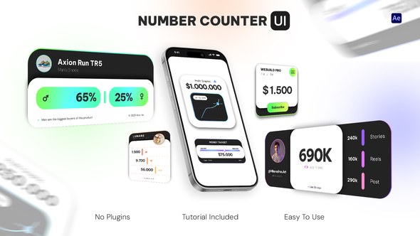 Videohive Number Counter UI - Infographic Logo Stings template preview