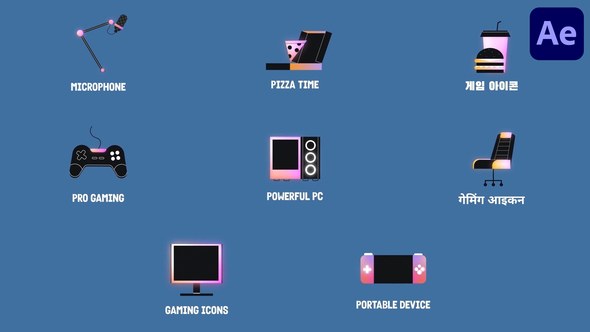 Videohive Podcast Gaming Icons And Titles for After Effect Titles template preview
