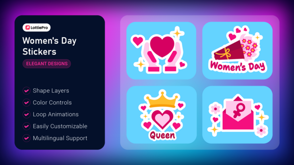 Videohive Women's Day Stickers Elements template preview