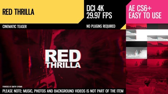 Red Thrilla (4K Cinematic Teaser) Video Displays template preview