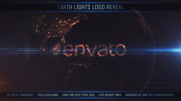 Videohive Earth Lights Logo Reveal Logo Stings template preview