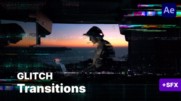 Videohive Seamless Glitch Transitions Elements template preview