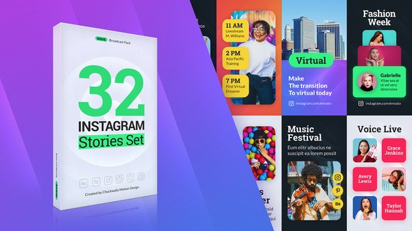 Videohive Wave Instagram Stories Video Displays template preview