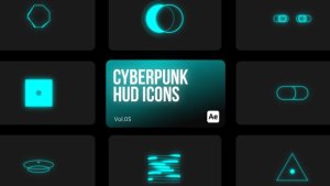 Videohive Cyberpunk HUD Icons 05 for After Effects Elements template preview
