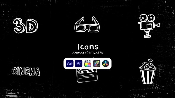 Videohive Icons Animated Stickers Elements template preview