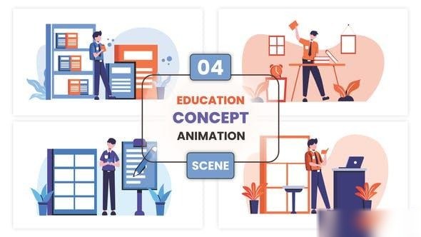 Videohive Education Concept Illustration Animation Scene