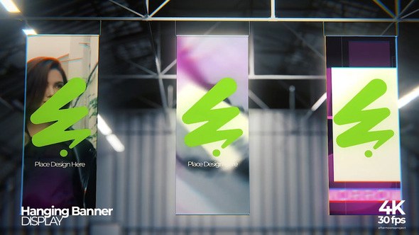 Videohive Hanging Banner Mockup Video Displays template preview