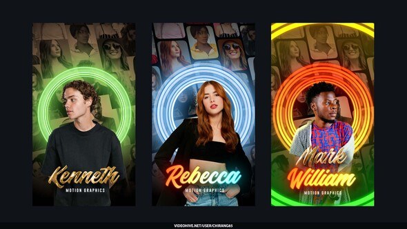 Videohive Neon Photo Poster Stories Openers template preview