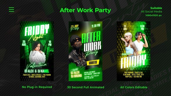 Videohive After Work Party Instagram Reels Openers template preview