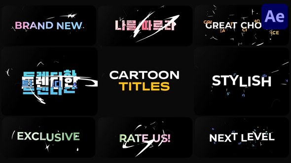 Videohive Cartoon Glitch Shapes Titles for After Effects Titles template preview