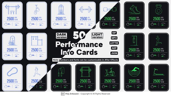 Videohive Fitness Performance Lottie Info Cards Elements template preview