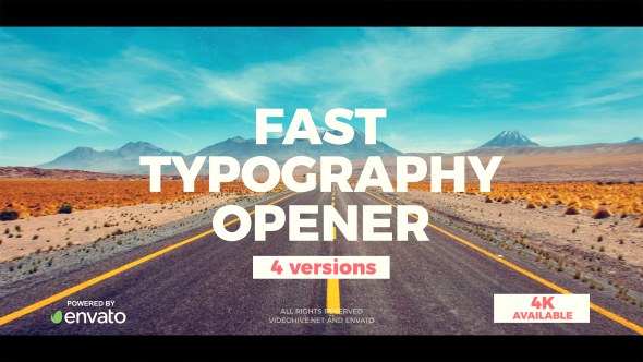 Videohive Fast Typograhy Opener Openers template preview